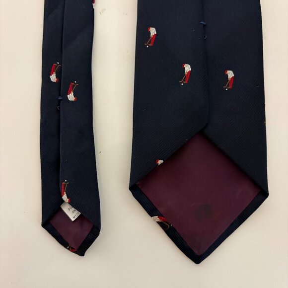 Ralph Marlin Vintage Tie Navy Golfer Putting Polyester Mens Necktie USA Office - Picture 3 of 7